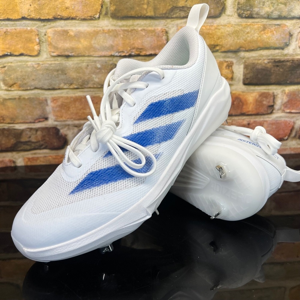 Adidas Adizero Instinct Softball Cleats White Blue Metal Spikes Womens Size 8.5